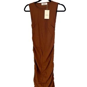 10. NWT DayDreamer Sleeveless Ribbed Chocolate Dress with Ruching on Sides
